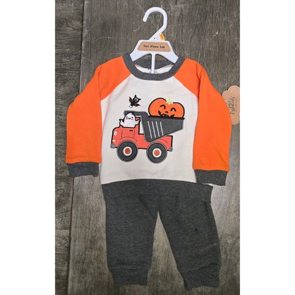 NWT Baby Essentials 2 Piece Outfit 6m INFANT Boys Autumn Fall Leaves TRUCK